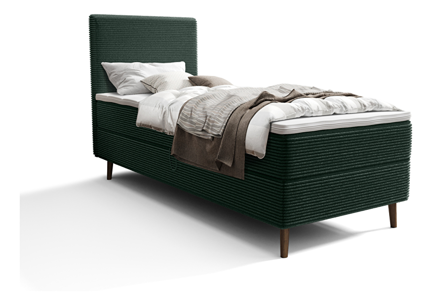 Jednostruki krevet 80 cm Napoli Comfort (zelena) (s podnicom, s prostorom za odlaganje)