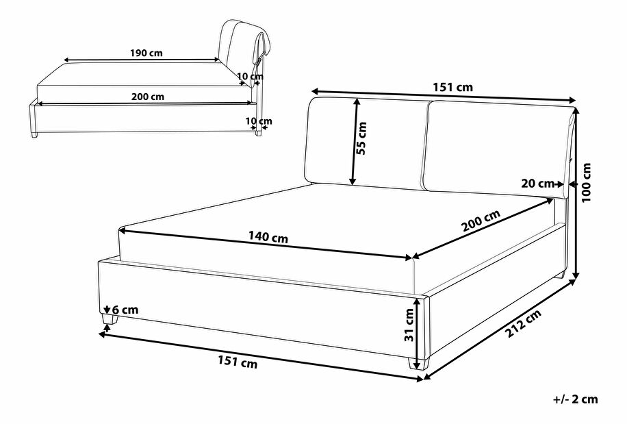 Bračni krevet 140 cm BELLA (s podnicom) (siva)
