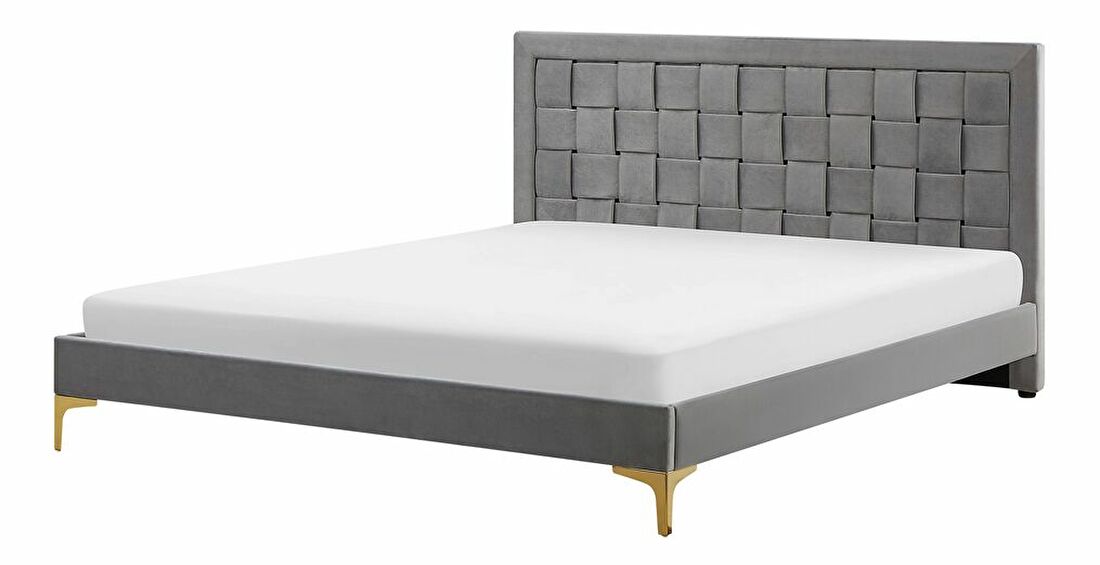 Bračni krevet 160 cm LIMO (poliester) (siva) (s podnicom)