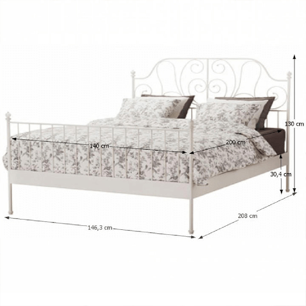 Bračni krevet 140 cm Plue (S podnicom) 