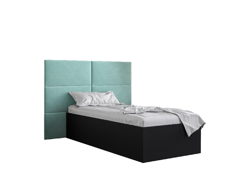 Jednostruki krevet s tapeciranim uzglavljem 90 cm Brittany 2 (crna mat + metvica) (s podnicom)