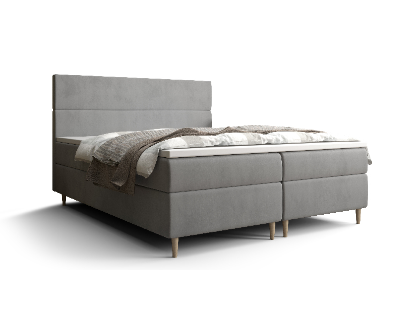Bračni krevet Boxspring 160 cm Flu Comfort (siva) (s madracem i prostorom za odlaganje)
