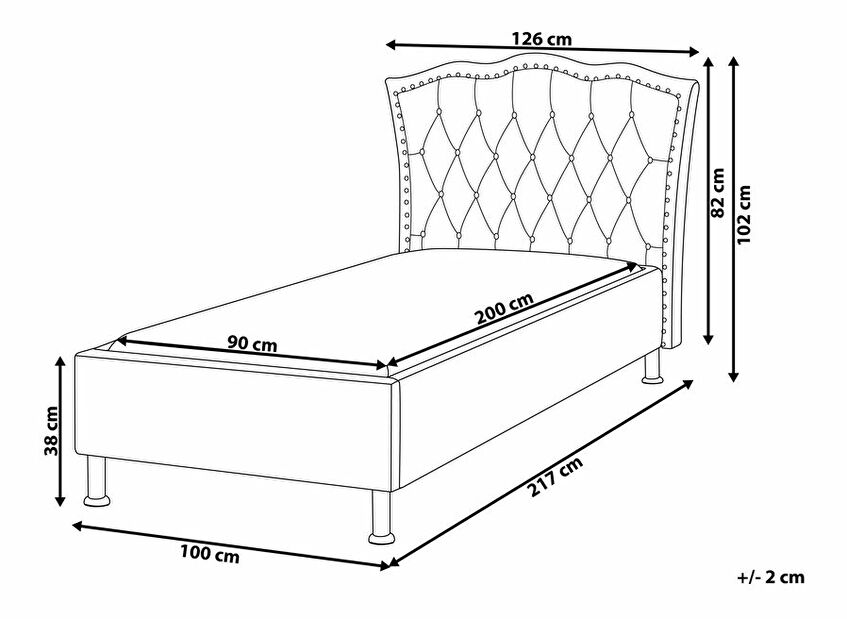 Jednostruki krevet 90 cm MATH (s podnicom) (siva)