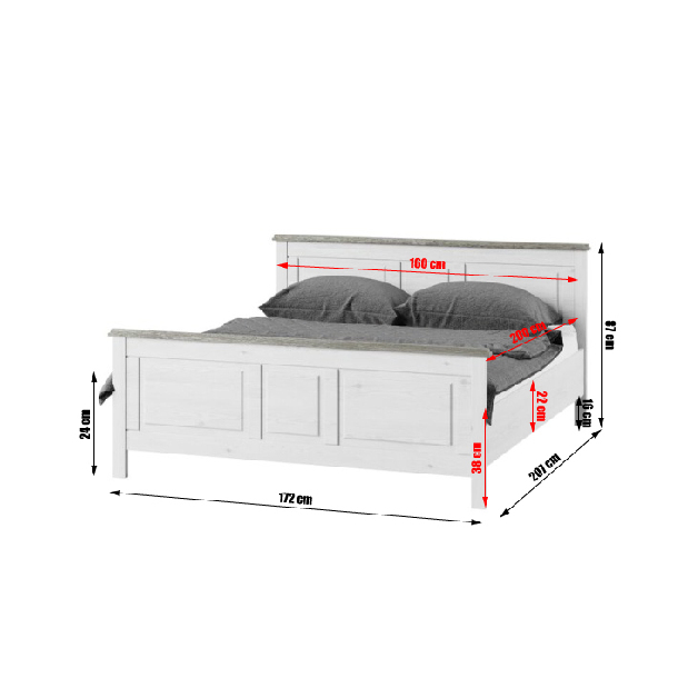 Bračni krevet 160 cm Lunete LM16 