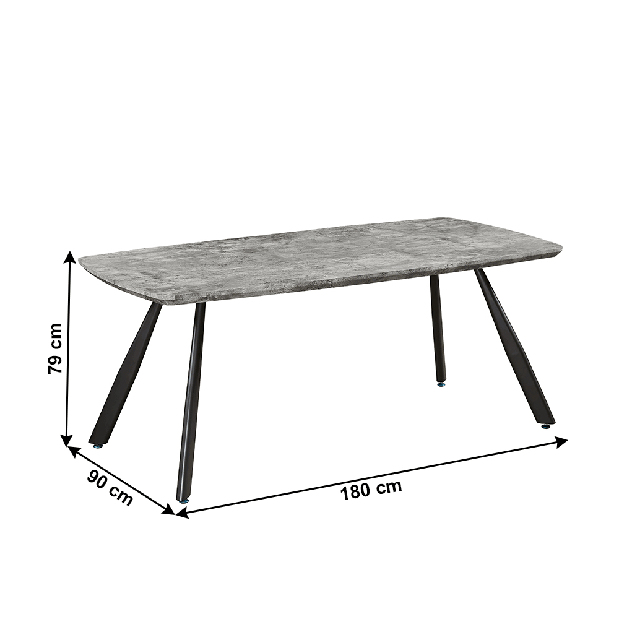 Blagovaonski stol Pasco (za 8 osoba) (beton + crna)