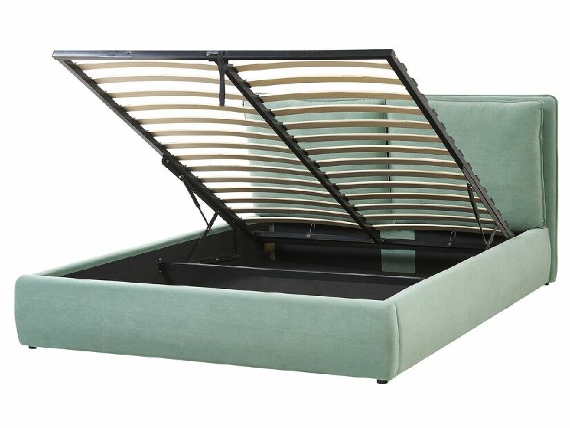 Bračni krevet 160 cm Berit (zelena) (s podnicom) (s prostorom za odlaganje)