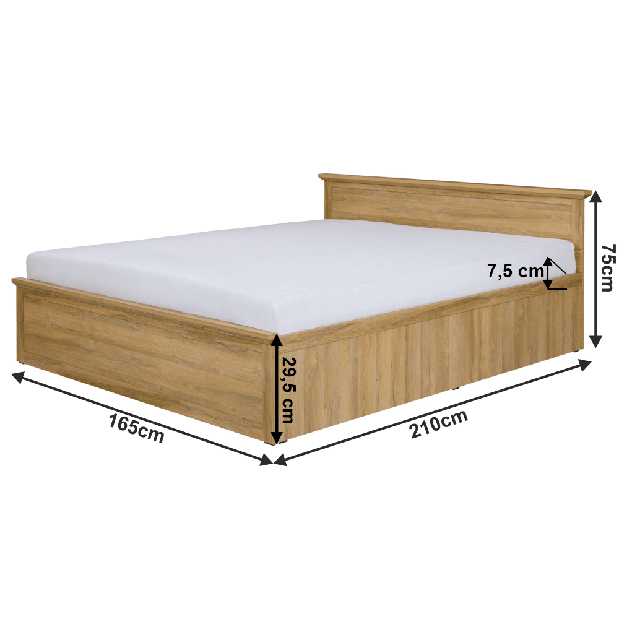 Bračni krevet 160 cm Leoras MZ21 (s podnicom) (hrast grand)