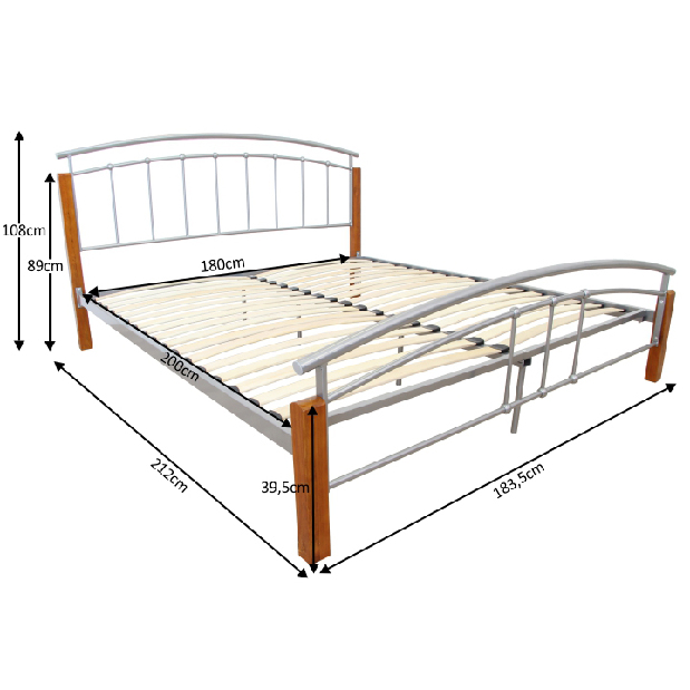 Bračni krevet 180 cm Malbrua (S podnicom) 