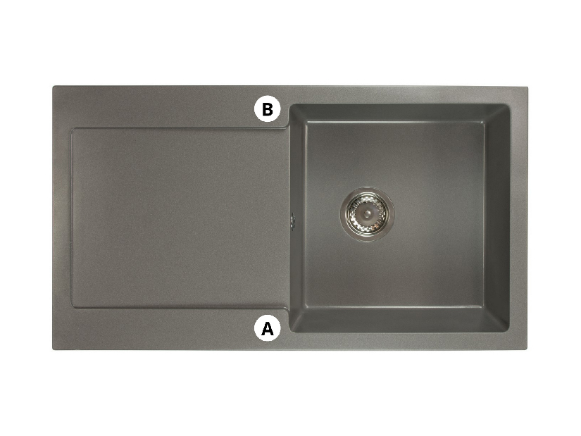 Kuhinjski sudoper Adaxa (crna + tekstura) (sa 2 otvora za bateriju) (L)