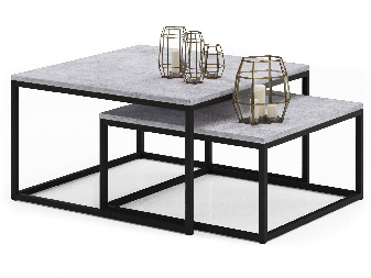 Set 2 kom. stolića za kavu Kamir (crna + beton)