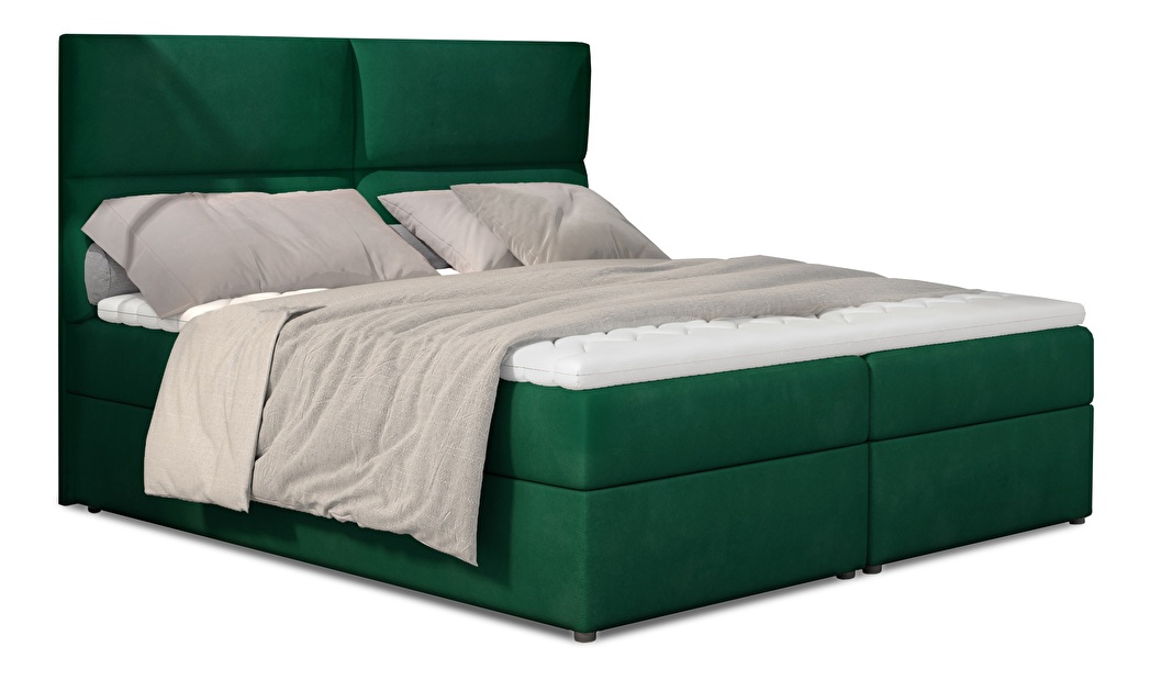 Bračni krevet Boxspring 185 cm Alyce (zelena) (s madracima)