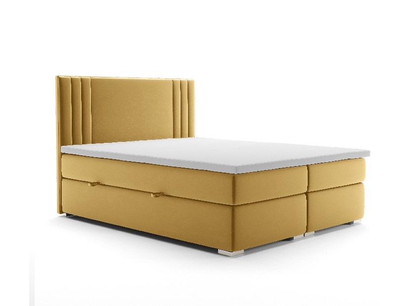 Bračni krevet Boxspring 160 cm Morcano (žuta) (s prostorom za odlaganje)