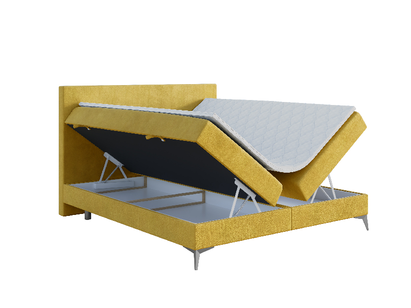 Jednostruki krevet Boxspring 120 cm Ricky (limeta) (s madracem i prostorom za odlaganje)