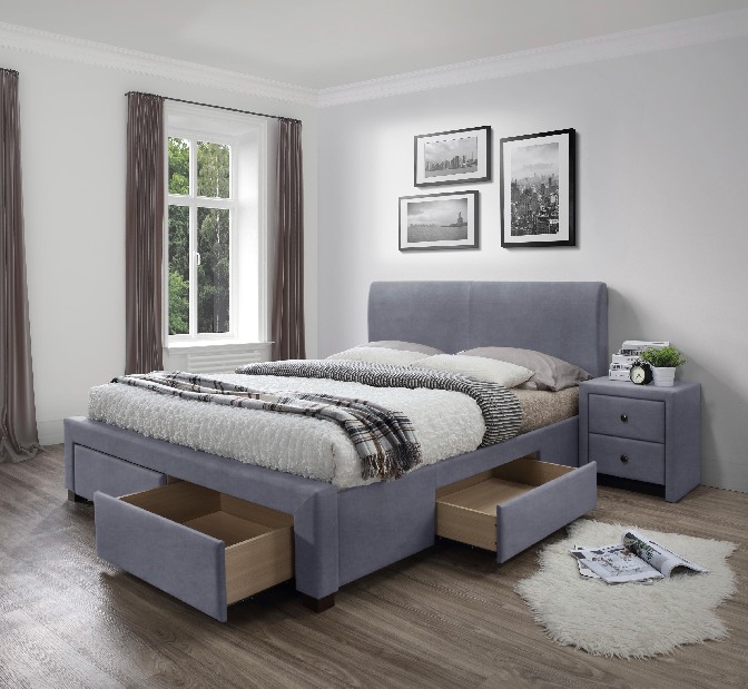 Bračni krevet 160 cm Aldeia 3 160 (siva) (s podnicom i prostorom za odlaganje)