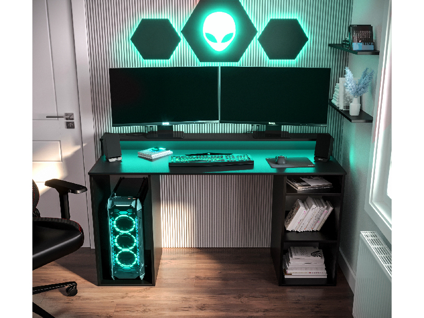 Gaming PC stol Garrick 1 (crna) (s LED RGB rasvjetom)