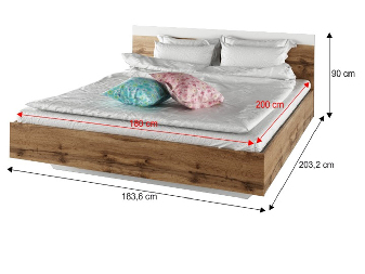 Set za spavaću sobu (krevet 180x200 cm) Gaila New (hrast sonoma + bijela)