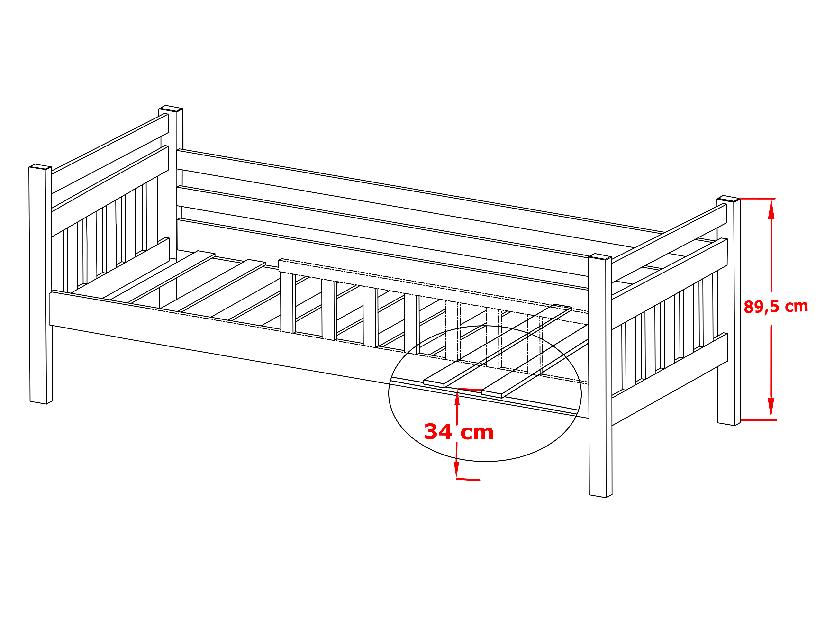 Dječji krevet 90 x 190 cm Kasey (s podnicom i prostorom za odlaganje) (bijela)