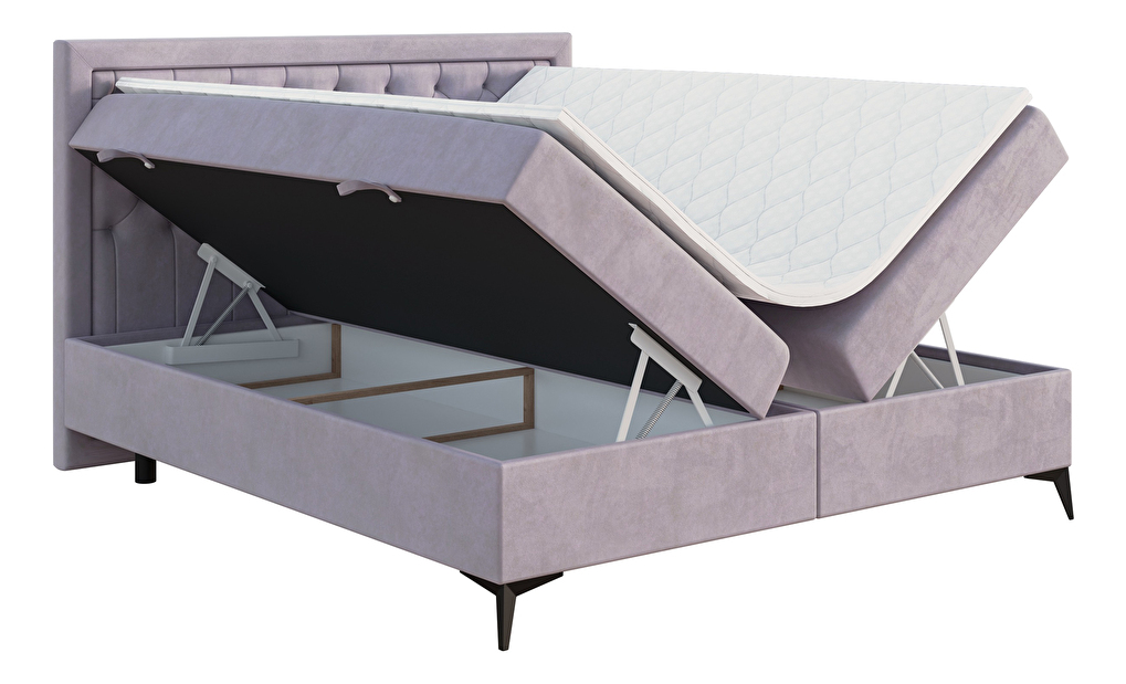 Bračni krevet Boxspring 140 cm Lavande (lavanda) (s madracem i prostorom za odlaganje)