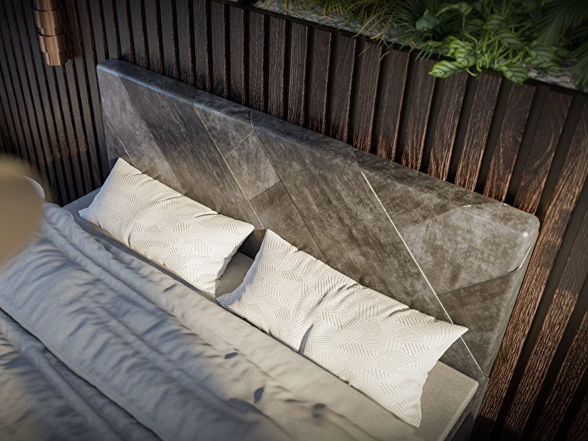 Bračni krevet Boxspring 160 cm Galand (sivo-smeđa) (s madracem i prostorom za odlaganje)