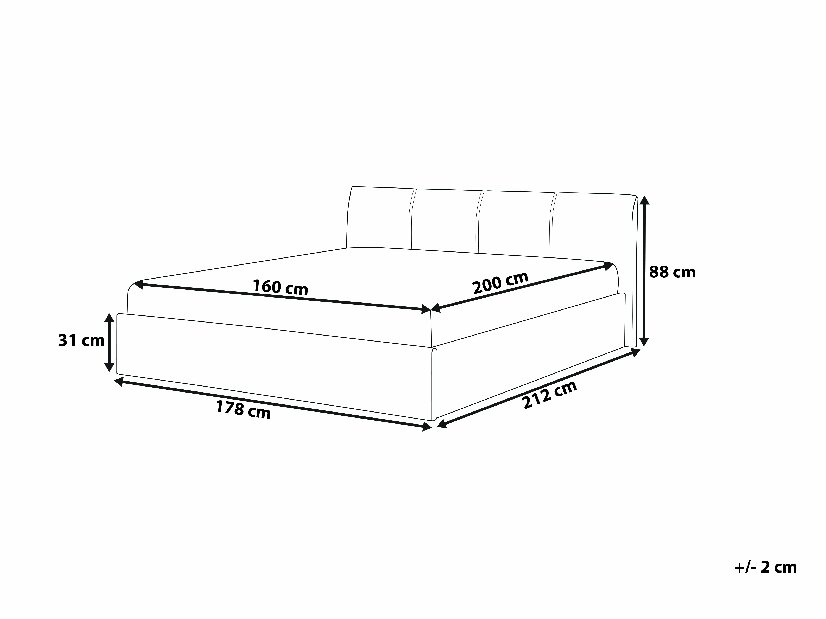 Bračni krevet 160 cm ORBIT (s podnicom i prostorom za odlaganje) (siva)