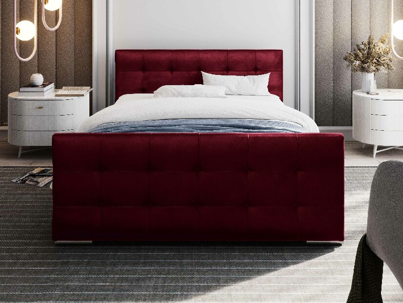 Bračni krevet 140 cm Billie (bordo) (s podnicom i prostorom za odlaganje)