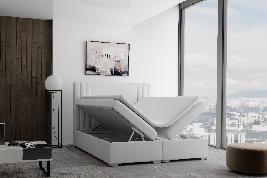 Bračni krevet Boxspring 180 cm Morcano (s prostorom za odlaganje) (svijetlo siva) *trgovina