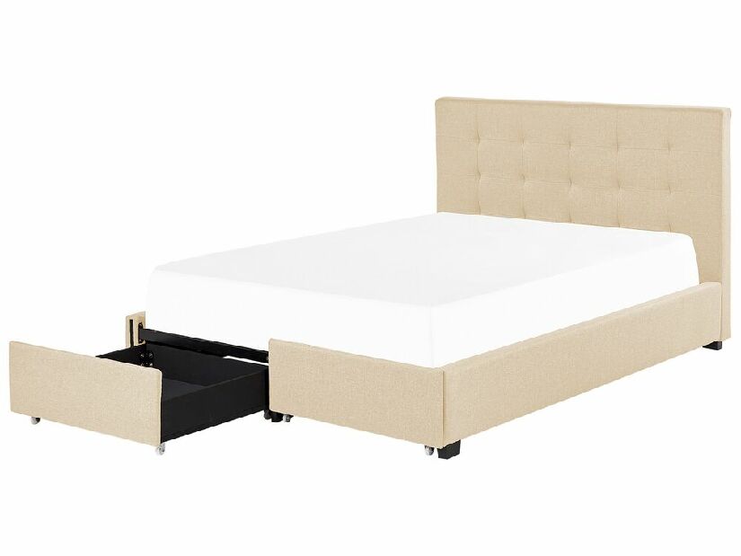 Bračni krevet 140 cm Rhiannon (bež) (s podnicom i prostorom za odlaganje)