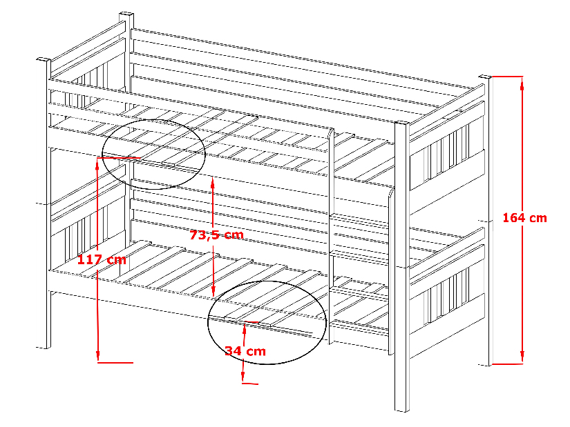 Dječji krevet 90 x 190 cm ARAS (s podnicom i prostorom za odlaganje) (bukva)