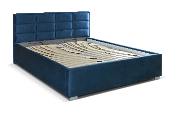 Bračni krevet 160 cm Grander (tamnoplava) (s podnicom i prostorom za odlaganje)