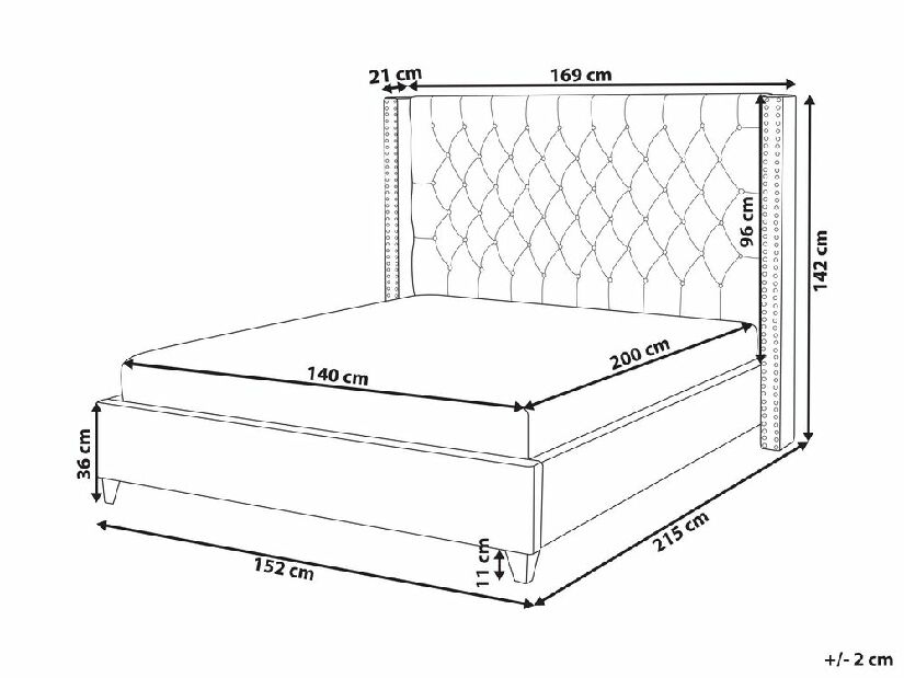 Bračni krevet 140 cm Lubbka (svijetlosiva) (s podnicom)