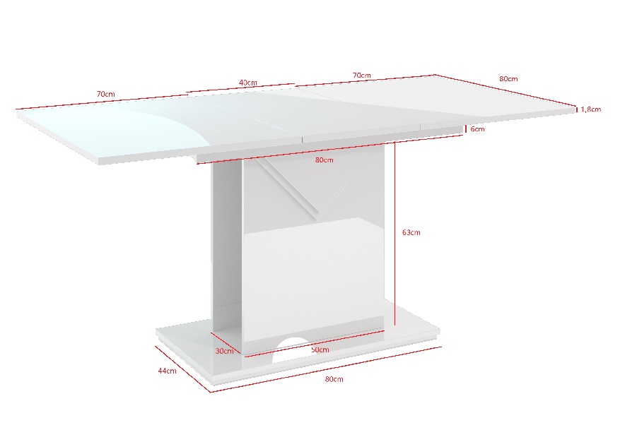 Blagovaonski stol Tonfir (svijetlosiva + bijeli sjaj) (za 6 do 8 osoba)