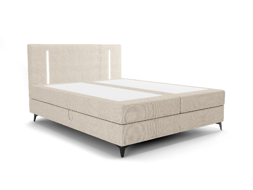 Bračni krevet 200 cm Ortega Bonell (bež) (s podnicom, s prostorom za odlaganje) (s LED rasvjetom)
