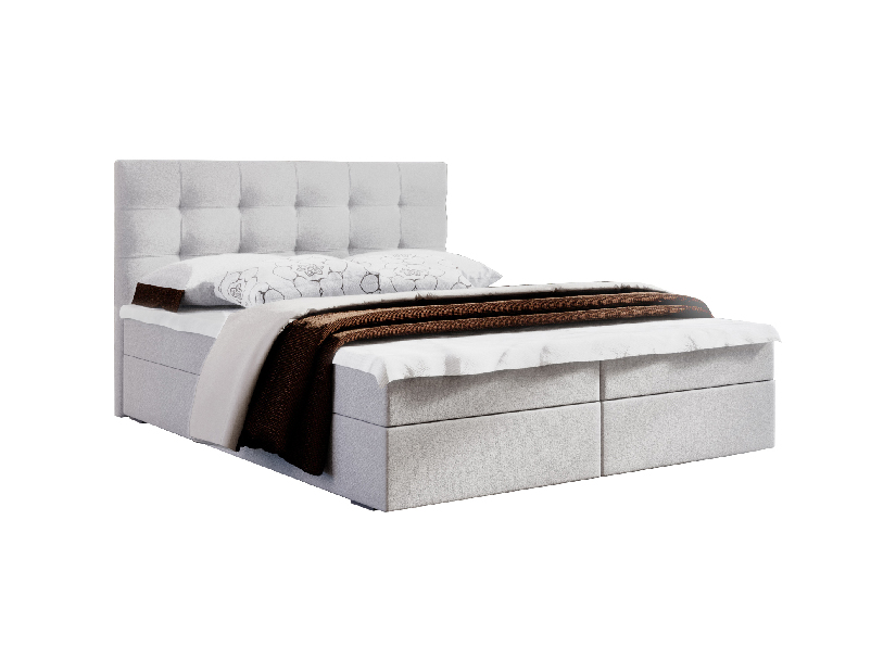 Bračni krevet Boxspring 180 cm Fade 2 (bež) (s madracem i prostorom za odlaganje)