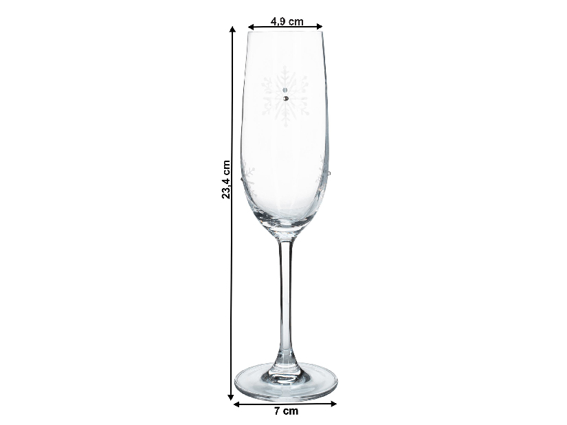 Set 4 čaše za šampanjac sa kristalima 230ml Snouflek