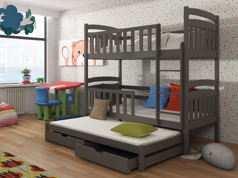 Dječji krevet 80 x 180 cm VIOLA (s podnicom i prostorom za odlaganje) (grafit)