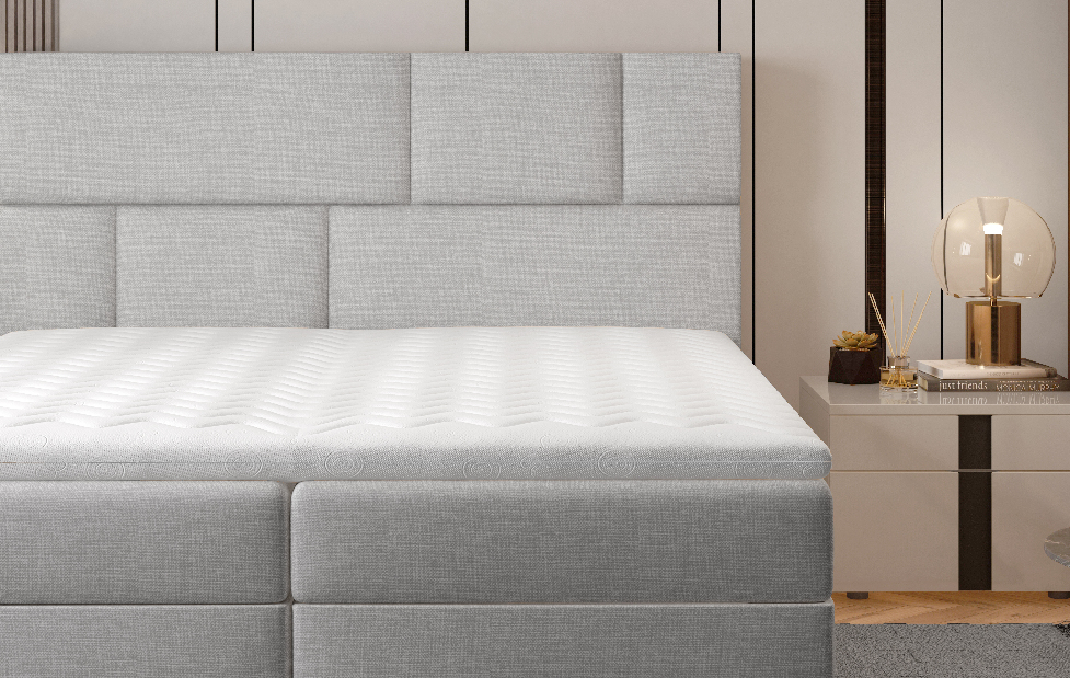 Bračni krevet Boxspring 160 cm Florio (siva) (s madracima i prostorom za odlaganje)