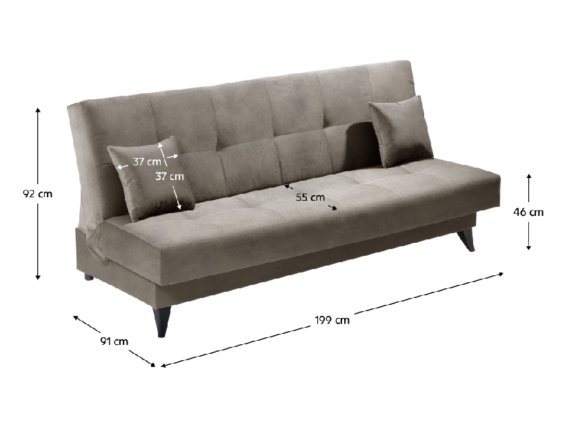 Sofa na razvlačenje s prostorom za odlaganje Ugos (asti 03) 
