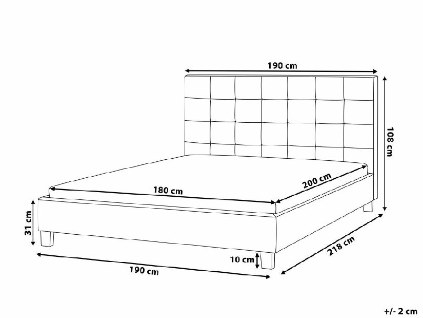 Bračni krevet 180 cm ROLLA (s podnicom) (tamno siva)