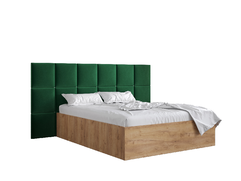Bračni krevet s tapeciranim uzglavljem 160 cm Brittany 4 (hrast craft zlatni + zelena) (s podnicom)