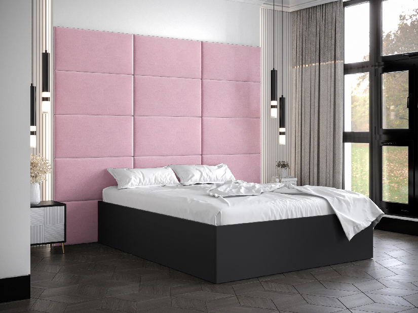 Bračni krevet s tapeciranim uzglavljem 160 cm Brittany 1 (crna mat + ružičasta) (s podnicom)