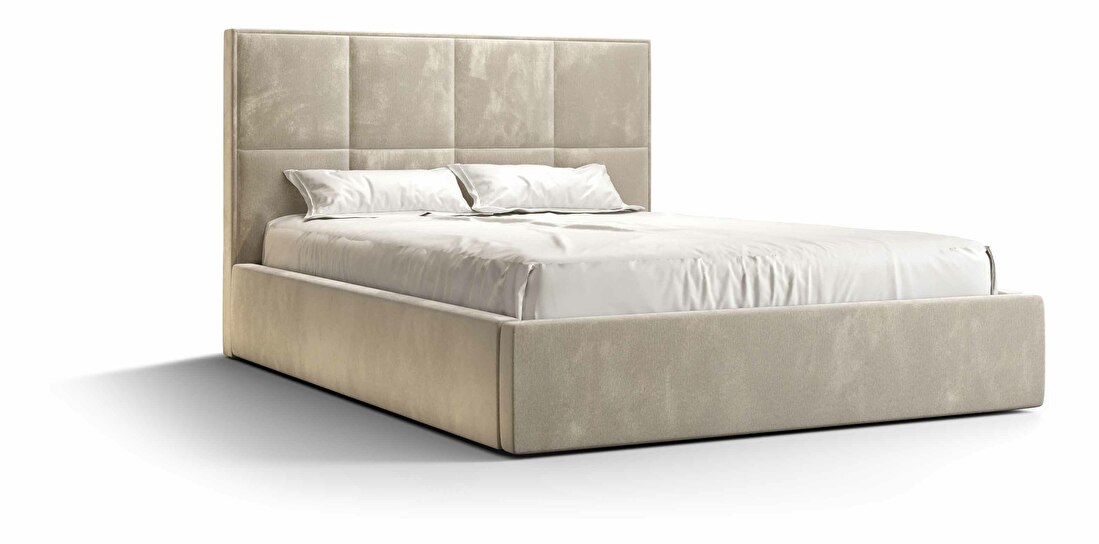 Bračni krevet 160 cm Gino (bež) (s podnicom i prostorom za odlaganje)