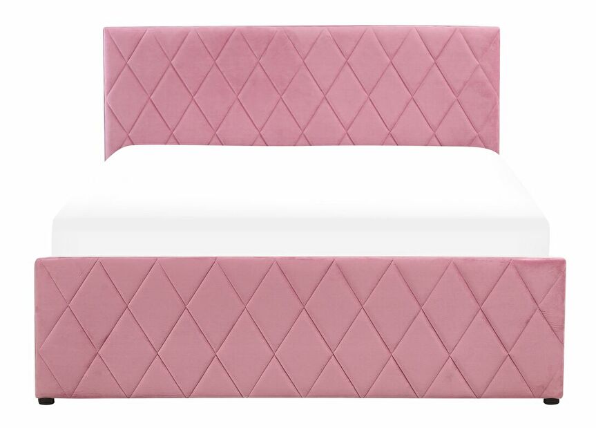 Bračni krevet 140 cm Rhett (ružičasta) (s podnicom i prostorom za odlaganje)
