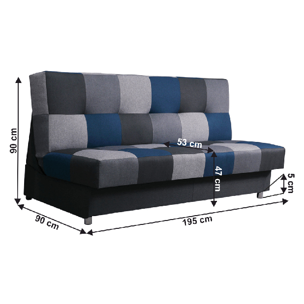 Sofa Arabella (plava + siva)