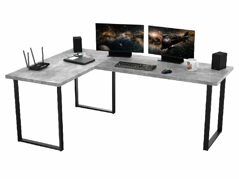 Kutni PC stol Vintid (svijetli beton)