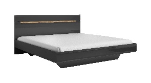 Bračni krevet 180 cm Hayle Typ 32 (siva + sivi visoki sjaj)