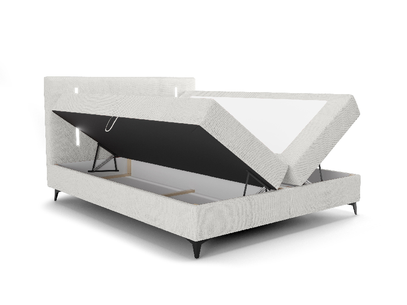 Bračni krevet 180 cm Ortega Bonell (siva) (s podnicom, s prostorom za odlaganje) (s LED rasvjetom)