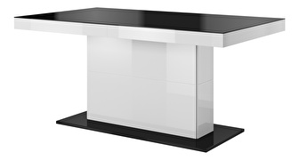 Blagovaonski stol- Tashia Typ 81 (za 6 do 8 osoba) (crna + visoki bijeli sjaj)