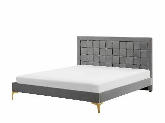 Bračni krevet 140 cm LIMO (poliester) (siva) (s podnicom)