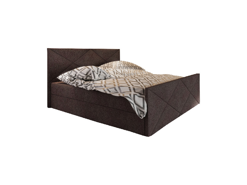 Bračni krevet Boxspring 160 cm Milagros 4 (tamnosmeđa) (s madracem i prostorom za odlaganje)
