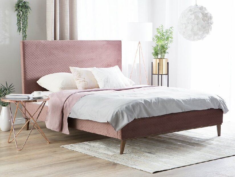 Bračni krevet 160 cm BARON (s podnicom) (ružičasta)